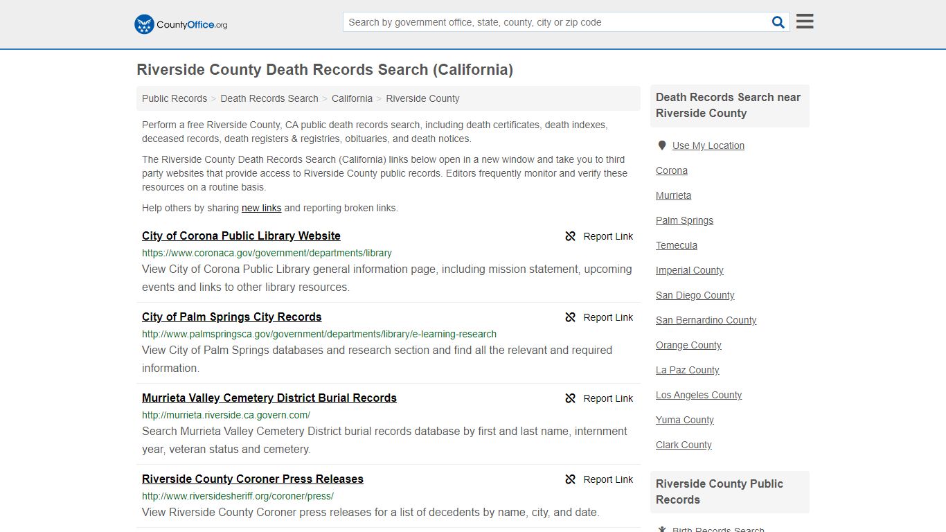 Death Records Search - Riverside County, CA (Death ...