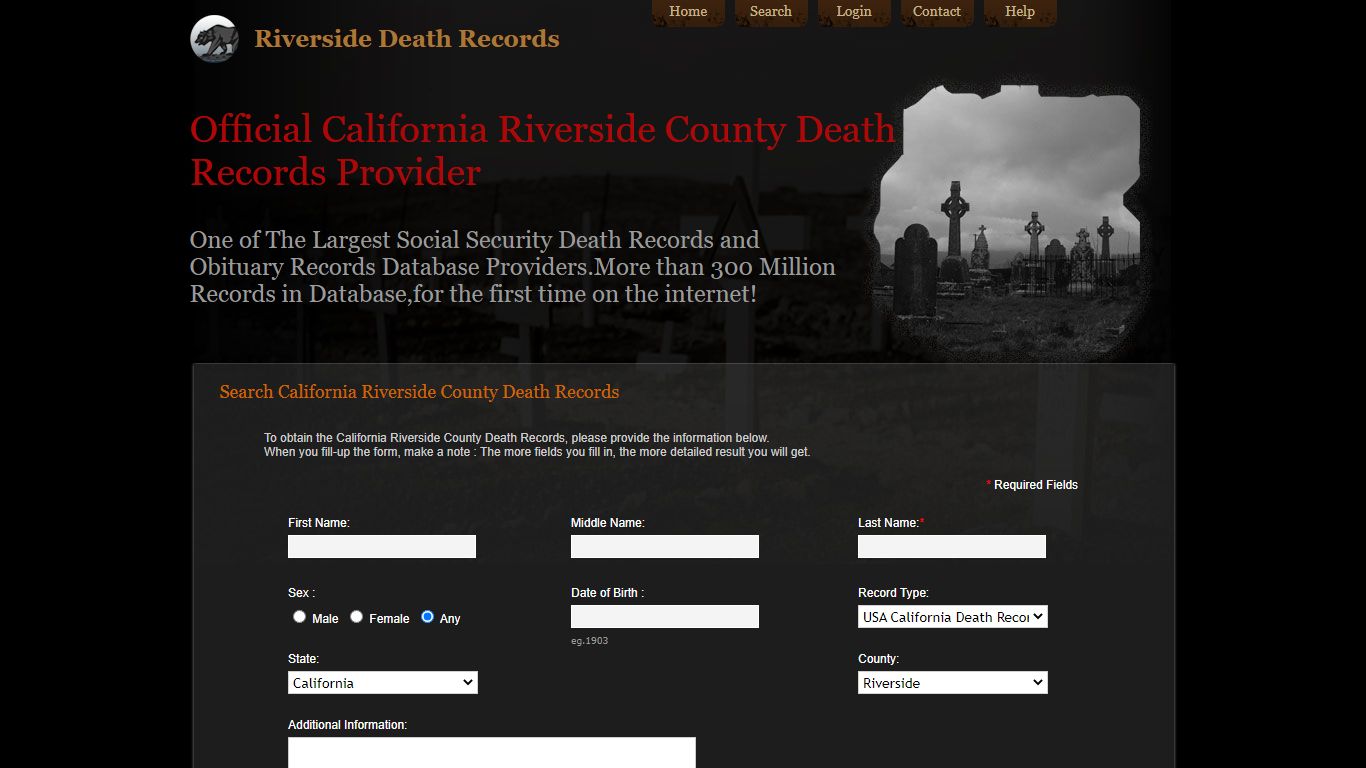 Public Records of Riverside County. California State Death ...